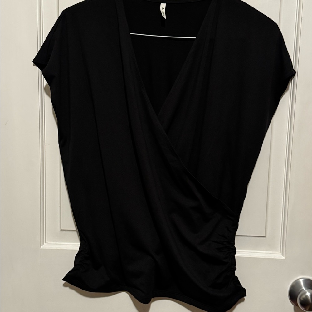 HALARA Black Wrap Blouse Lrg